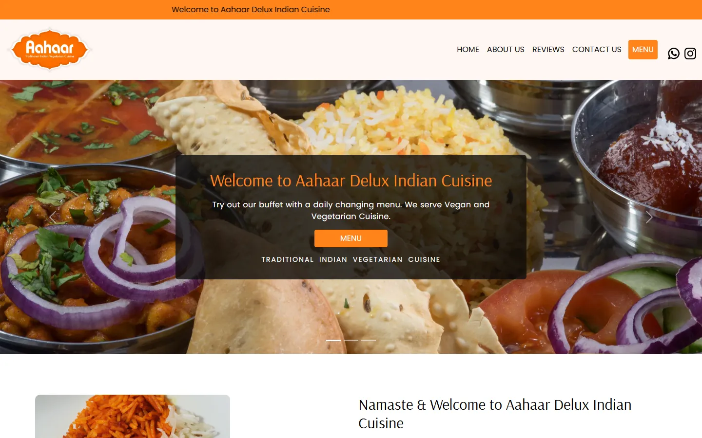 Screenshot of the Aahaar website