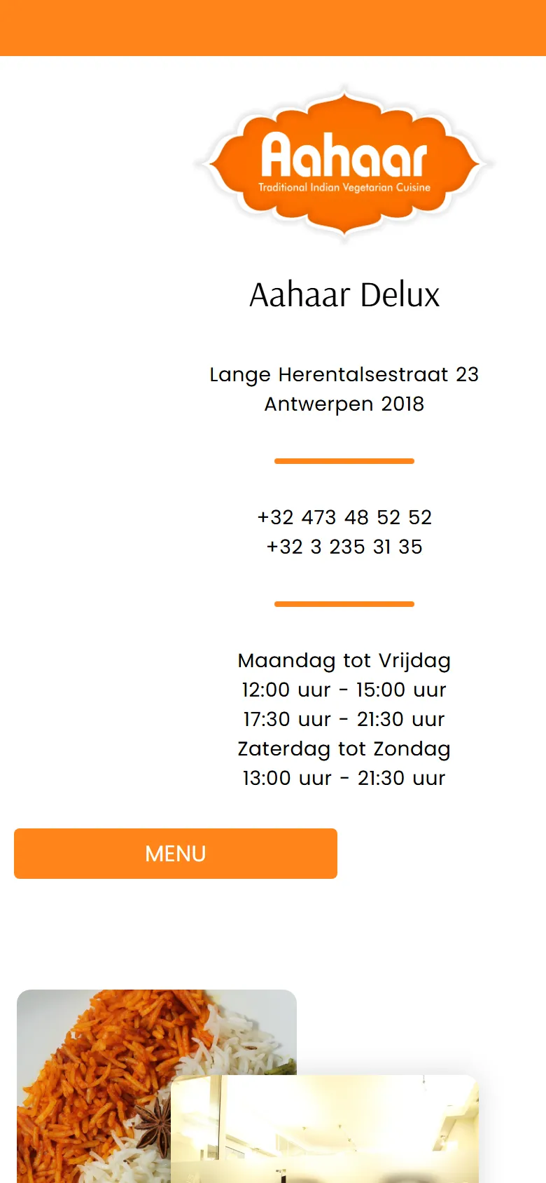 Mobile screenshot of the Aahaar website