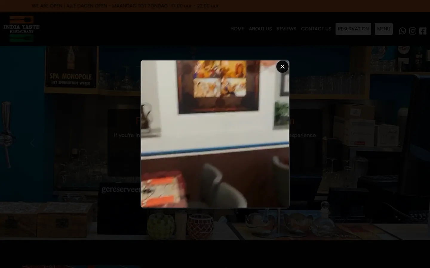Screenshot of the India Taste website