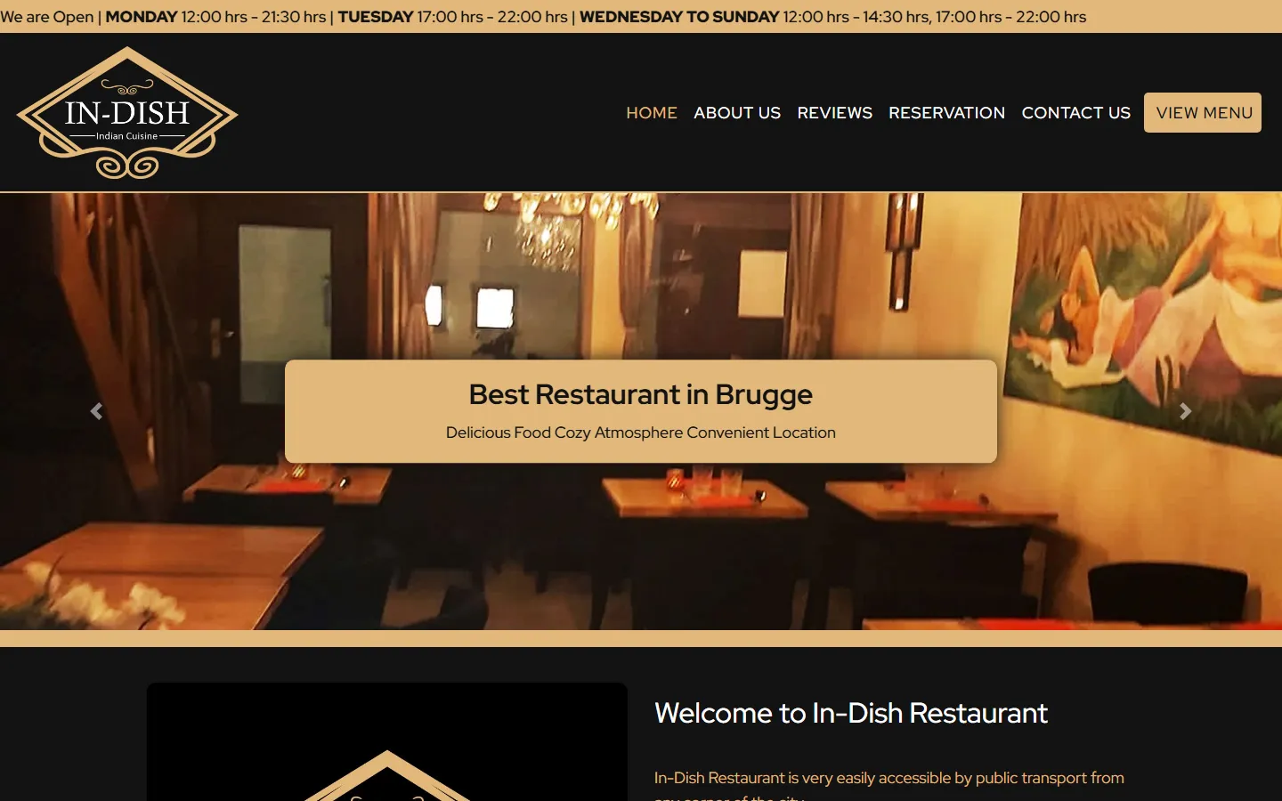 Screenshot of the Indish website