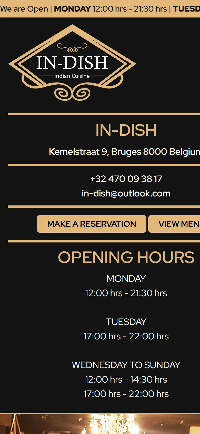 Mobile screenshot of the Indish website