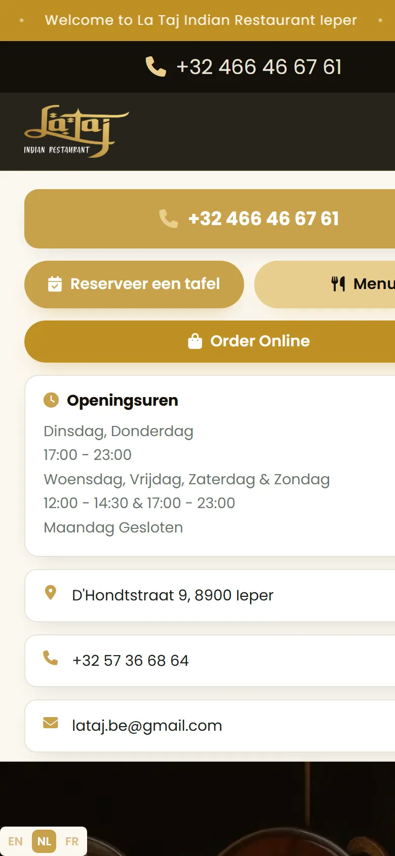 Mobile screenshot of the Lataj website
