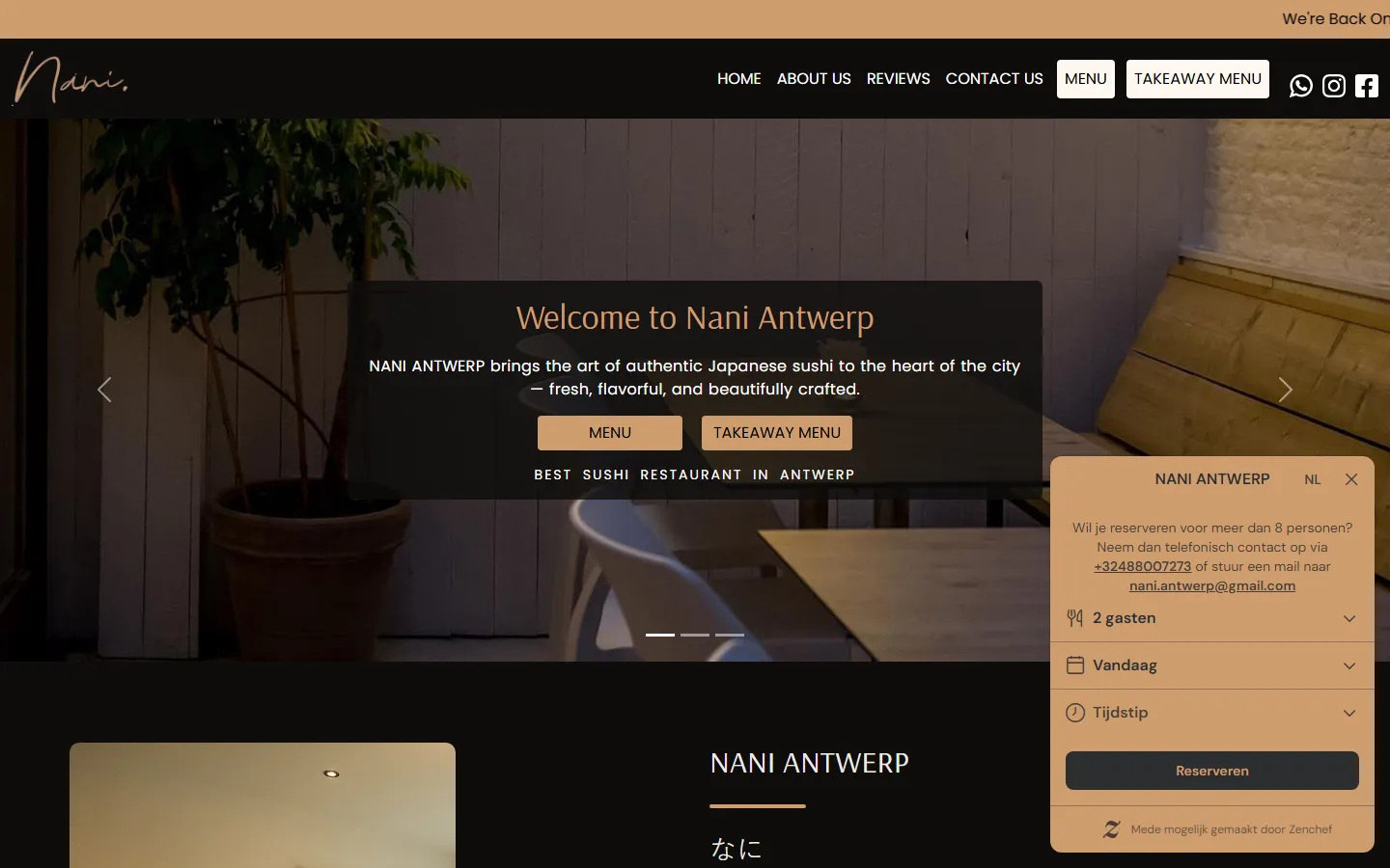 Screenshot of the Nani Antwerp website