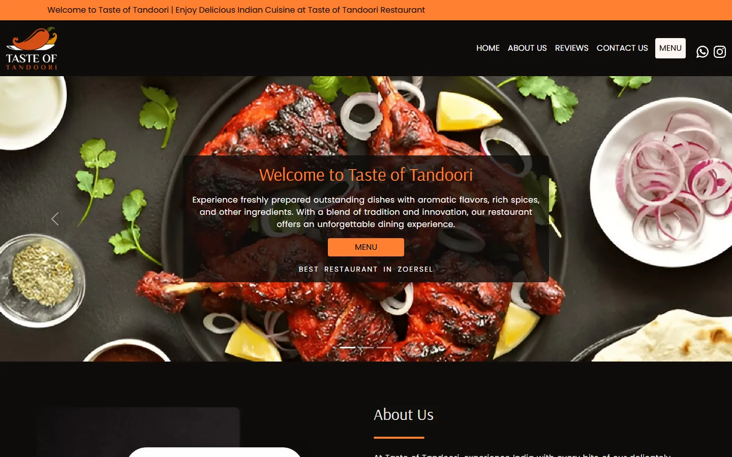 Screenshot of the Taste Tandoori website
